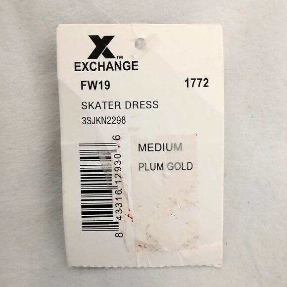 Bailey Blue Plum & Gold Sparkle A-Line Deep Back V-Neck Mini Skater Dress Size M - Picture 9 of 14